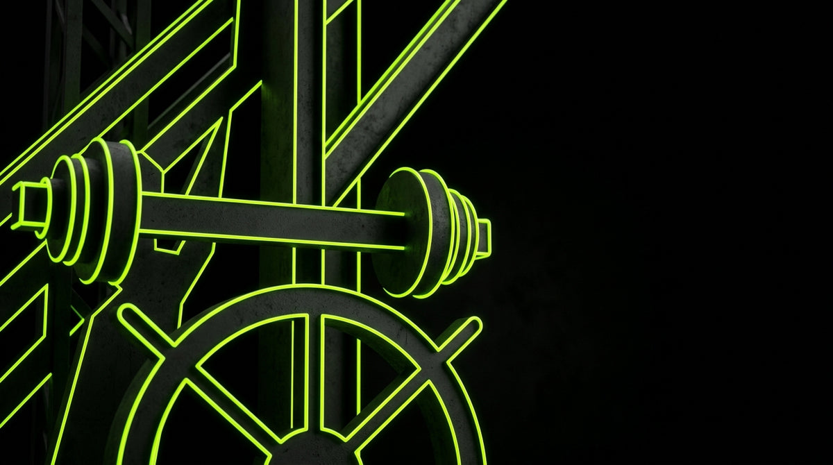 Industrial shapes representing jobsite, gym and driving