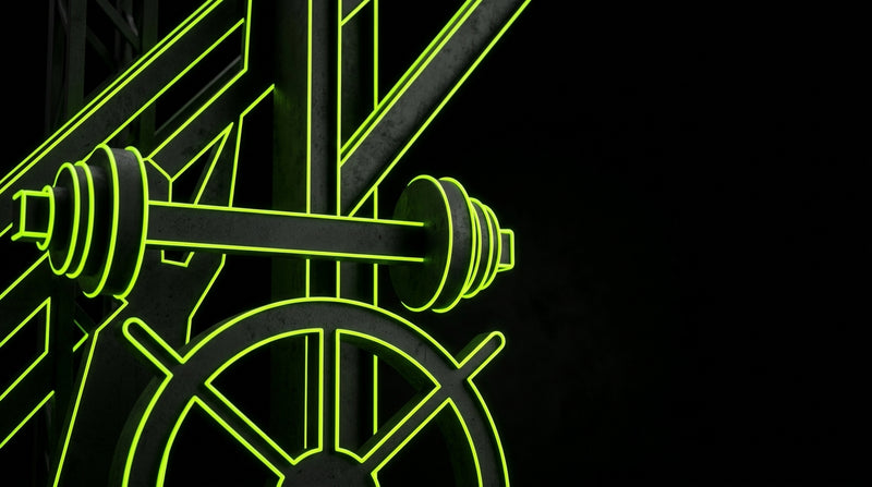 Industrial shapes representing jobsite, gym and driving